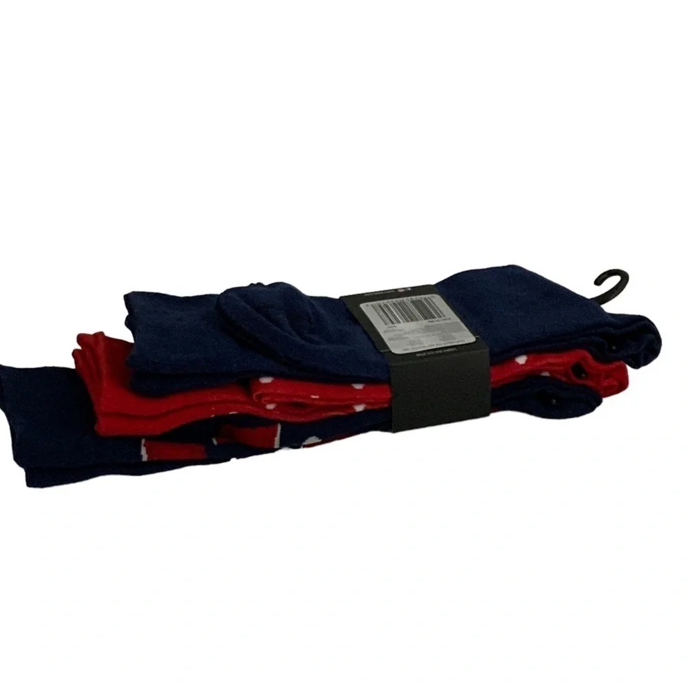 Hot Sox Beer Pong Socks 3 Pair Men’s Gift Pack Navy Red Polka Dot Size 10-13